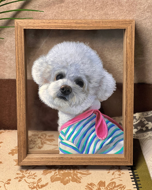 Custom Dual-Glass Hand-Painted Pet Portrait