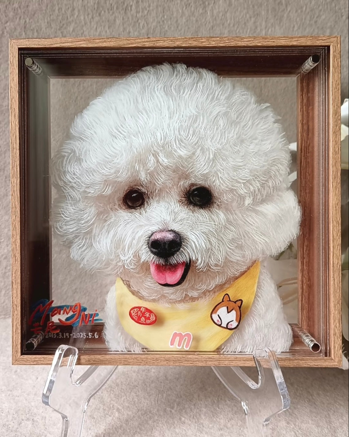 Custom 3D Layered Hand-Painted Pet Portrait