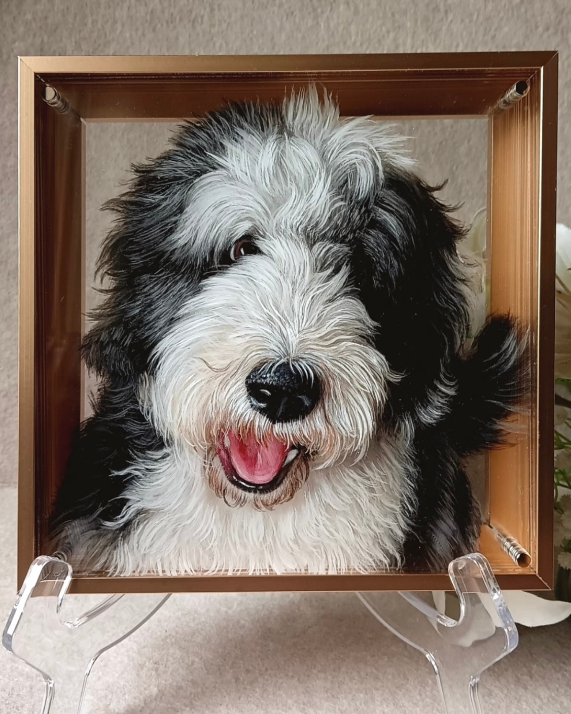 Custom 3D Layered Hand-Painted Pet Portrait